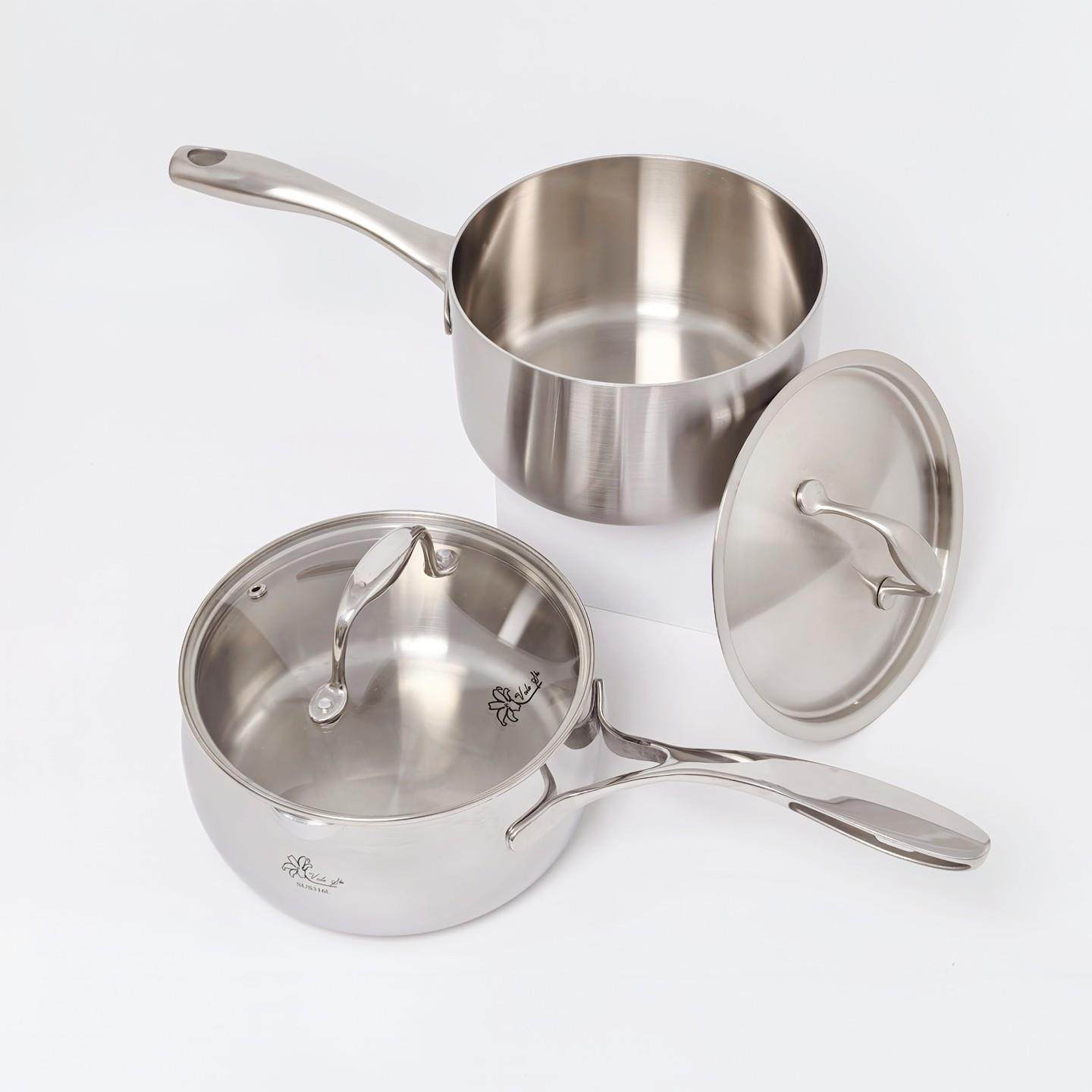 维乐仕316不锈钢奶锅宝宝辅食煮粥稀饭米糊奶煲锅三层钢有嘴18cm