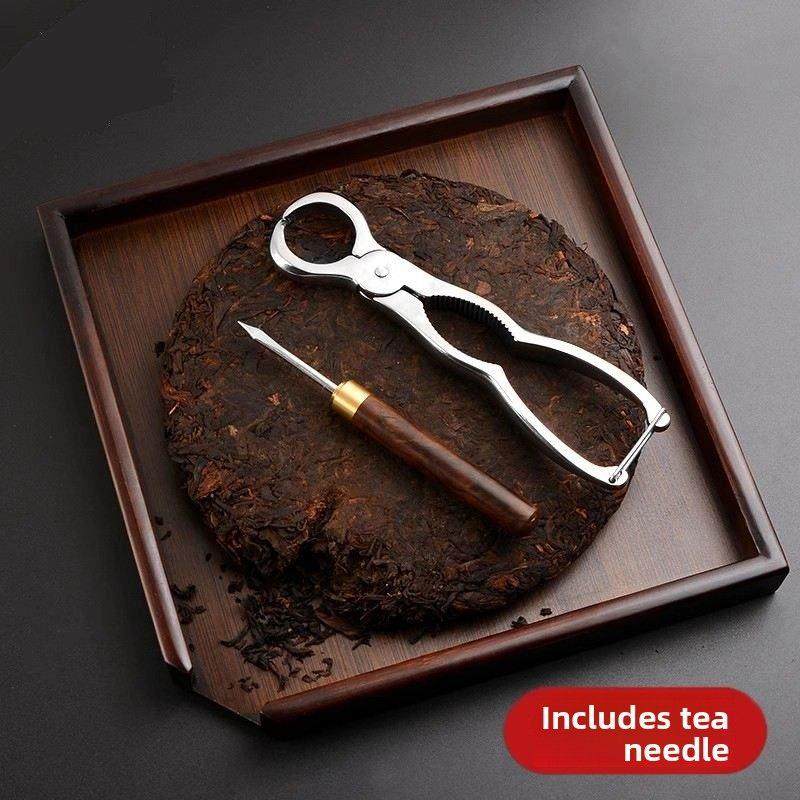 普洱茶饼收纳盒实木分茶盘茶饼撬刀茶盘茶针茶刀盘开茶器茶钳茶盒