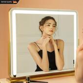 德国化妆镜桌面桌面美容镜Led灯可访问豪华家居大型可旋转高端梳