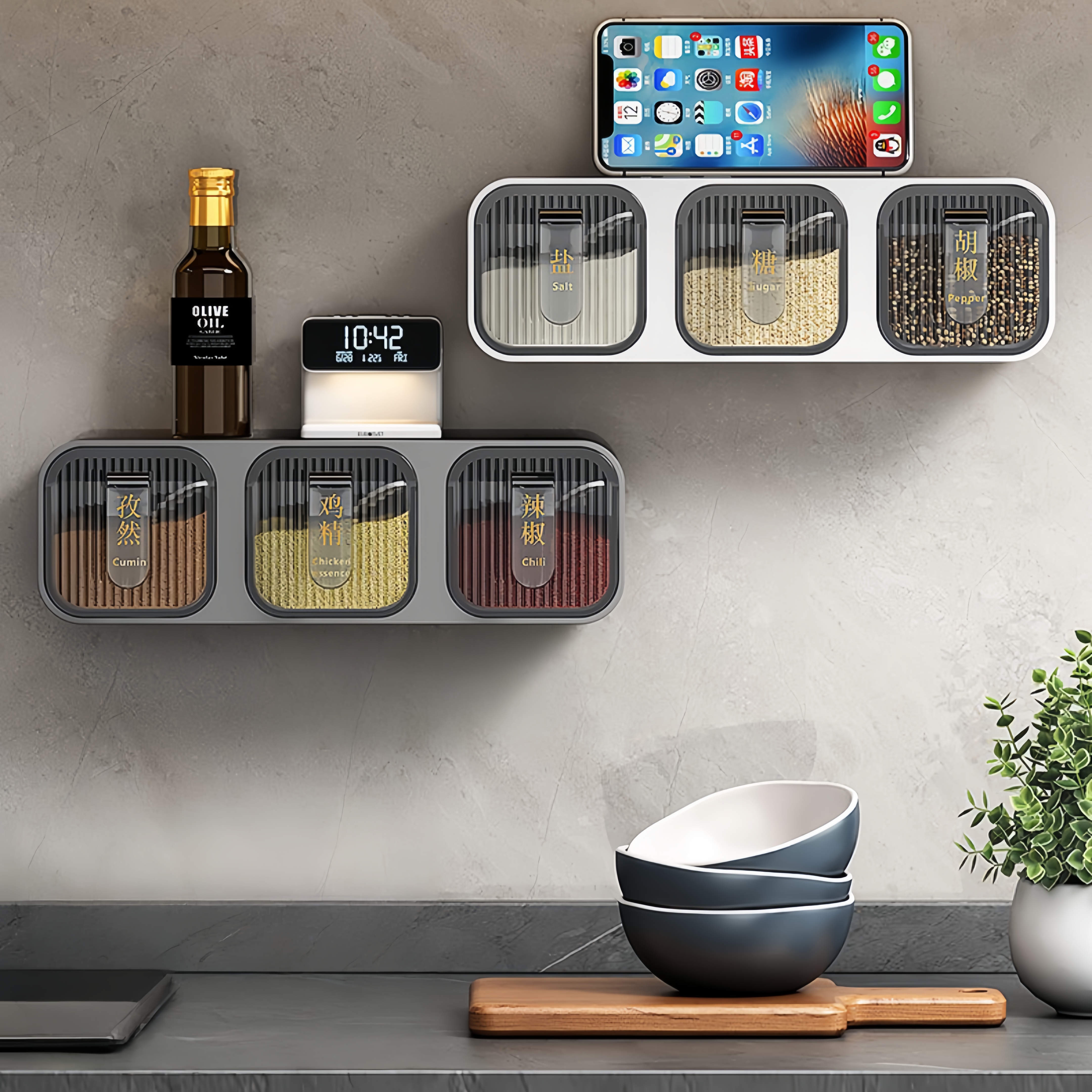 调料盒壁挂式厨房调味盒防尘家用