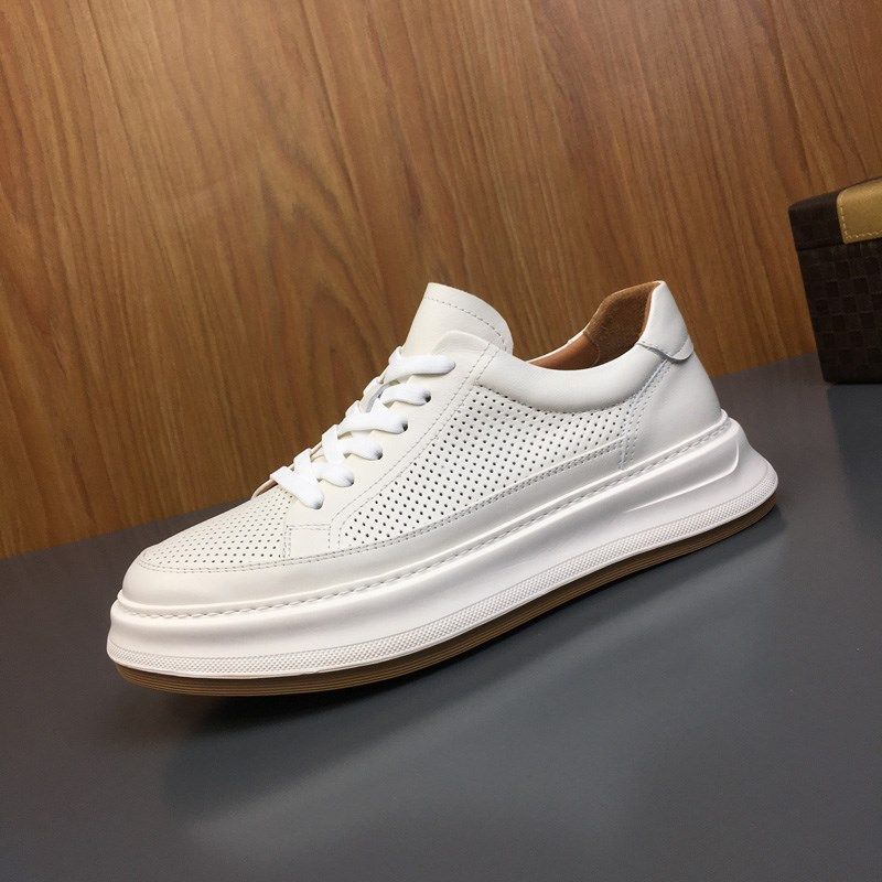 小白鞋男纯皮软底2025夏季新款头层牛皮男鞋真皮冲孔休闲鞋男透气,流行男鞋,休闲板鞋,淘宝优惠券,粉丝福利购,淘宝优惠卷