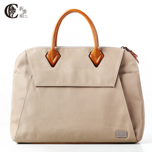 男士公文包商务简约休闲帆布大容量包包出差手拿电脑包男包手提包