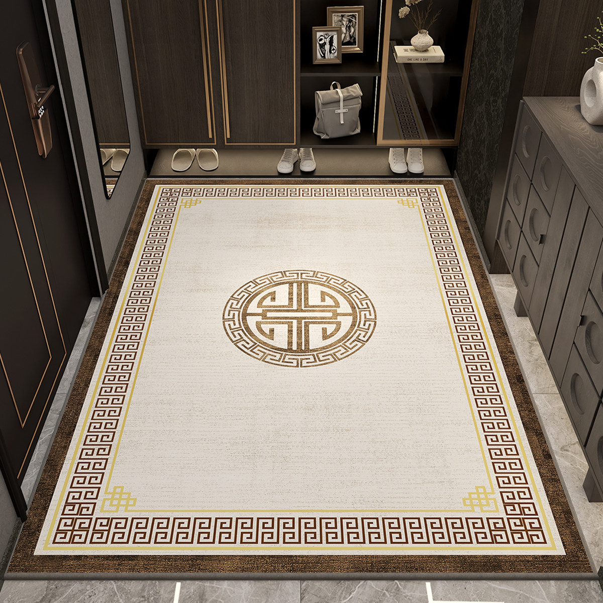 新中式家用进门地垫入户门垫高级感大门地毯耐脏防滑垫子玄关脚垫,居家布艺,家用脚垫,淘宝优惠券,粉丝福利购,淘宝优惠卷