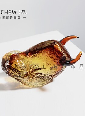 现代北欧抽象牛水晶摆件牛气冲天送礼品乔迁之喜样板间售楼处饰品