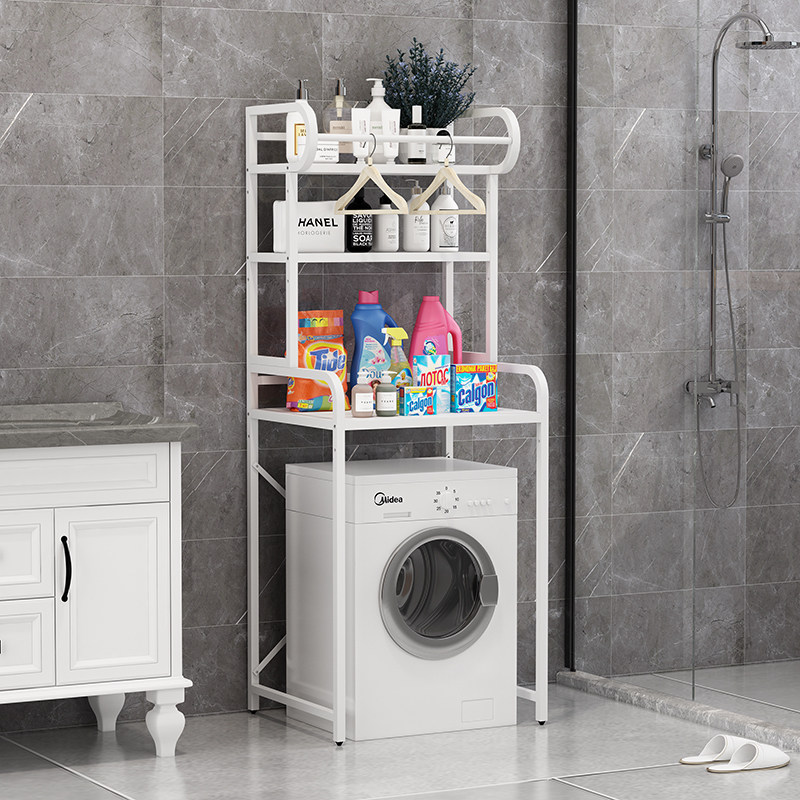 洗衣机置物架卫生间落地翻盖上方架子波轮滚筒多层防水防锈收纳架
