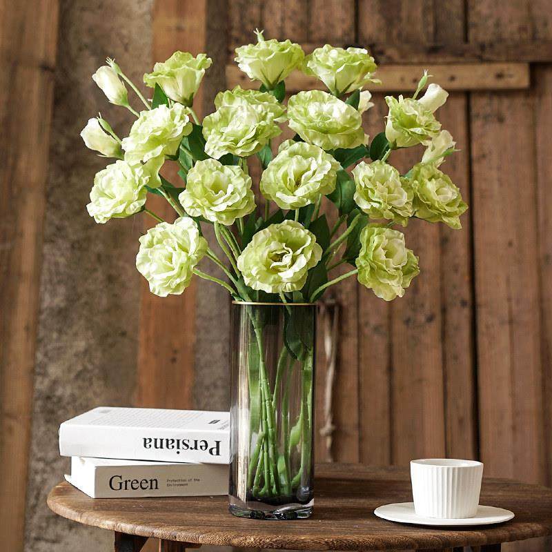 高档洋桔梗彷真花客厅假花餐桌塑料花插花绢花摆件装饰花干 干燥