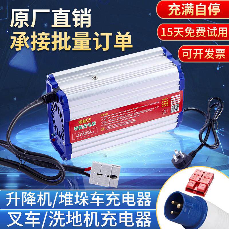 电动堆高机充电器12V10A24v12a18a60v15a堆高车升降机24V30A充电