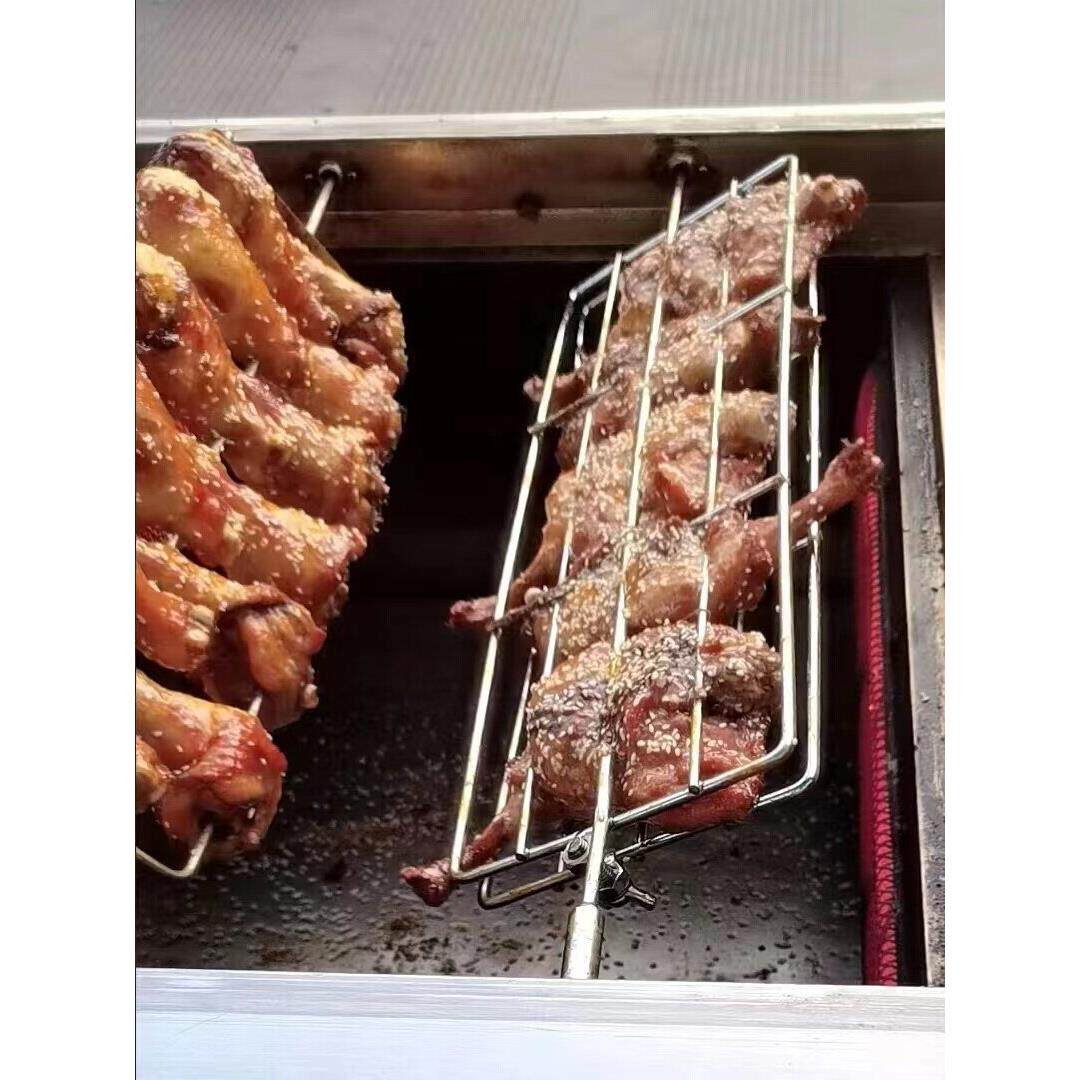 奥尔良自动旋转木炭燃气烤鸡炉专用烤鸡夹烤鸡背鸡架鸭脖鸡排配件