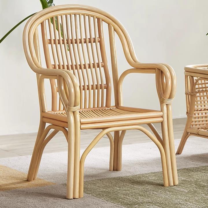 阳台藤椅天然真藤腾条藤编椅室内单人椅家用扶手椅客厅休闲靠背椅