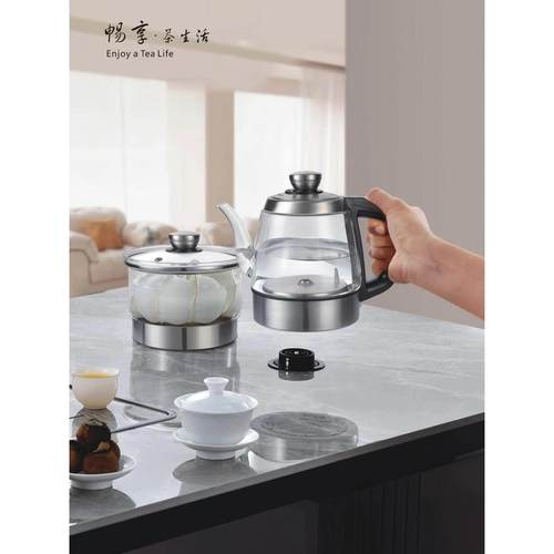 岩板专用茶炉嵌入式全自动双孔玻璃烧水壶底部上水暗藏式烧水套装