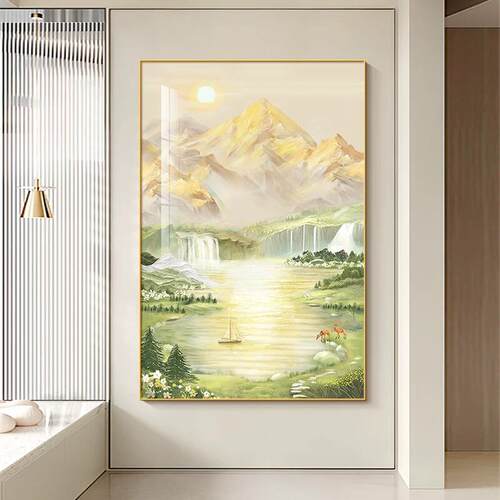 日照金山客厅装饰画现代简约聚宝盆大气玄关挂画沙发背景墙落地画