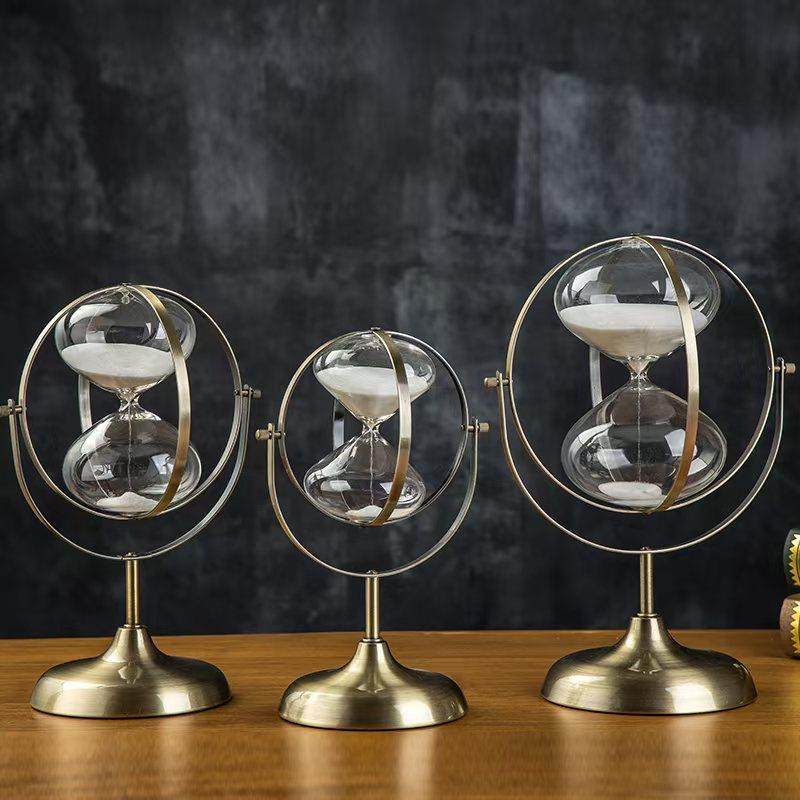 现代简约金属沙漏计时器摆件 北欧风格创意家居软装饰品客厅摆设