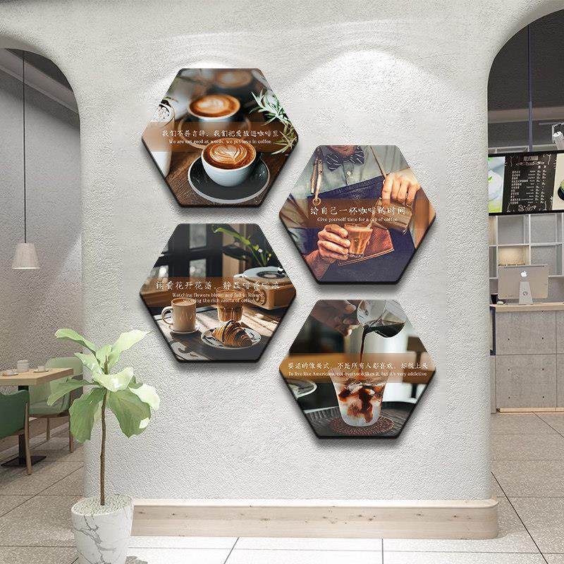 咖啡馆背景墙挂画广告发光灯画带灯壁画氛围装饰画定制LED发光画