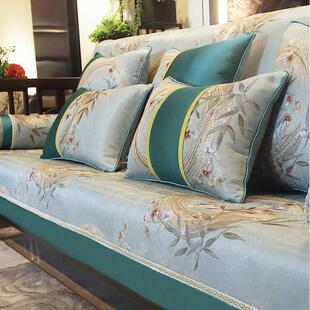 沙发垫新中式套笠罩巾 防滑四季通用轻奢抱枕高档定制实木坐垫123