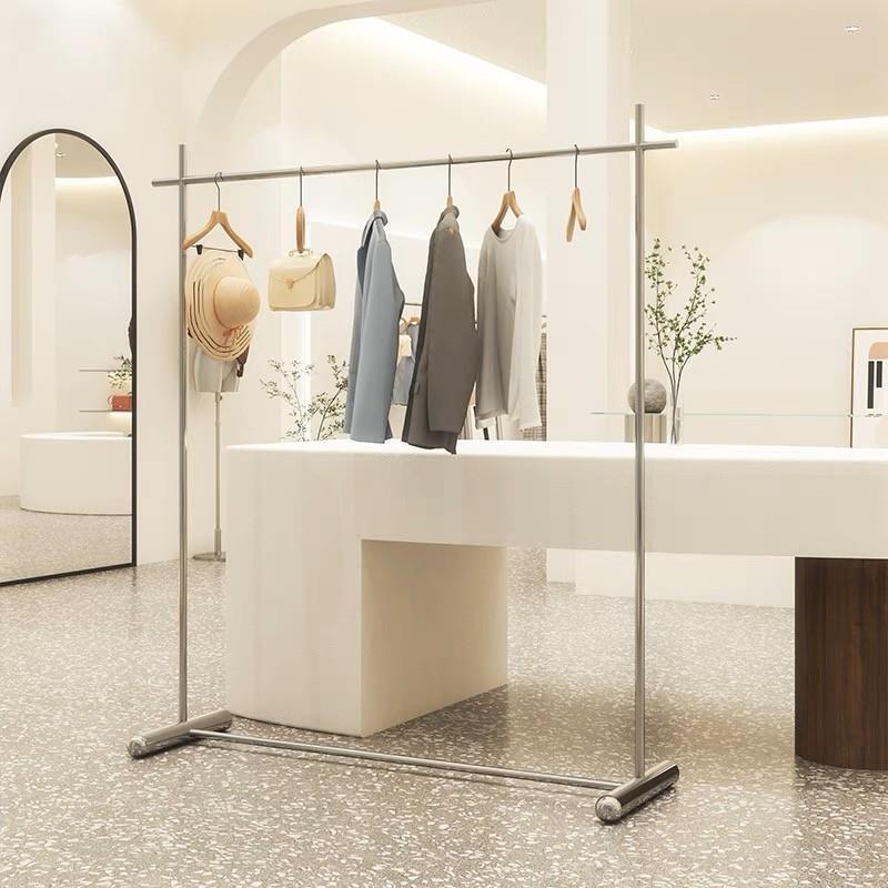 服装店展示架衣架加粗款落地式不锈钢拉丝挂童装货架女装店中岛架