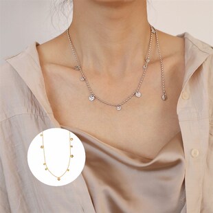 十里间【许愿池金币】简约气质多种戴法项链金币亮晶晶闪片毛衣链