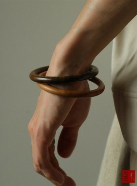 木眠春自献天然檀木实心木质手镯黑檀中式手镯女生镯子礼物