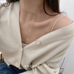 韩国猪鼻子抽拉项链女小众设计感气质简约锁骨链2021年新款颈链