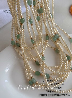 天然石珍珠长款串珠项链女2024新款爆款锁骨链轻奢高级感小众颈链