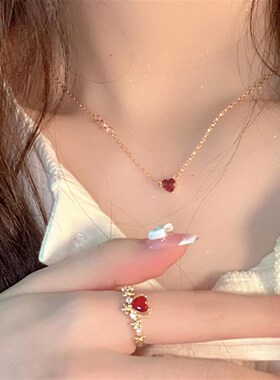 一抹桃花然后我们跳舞了爱心甜美温柔浪漫精致戒指项链礼物女