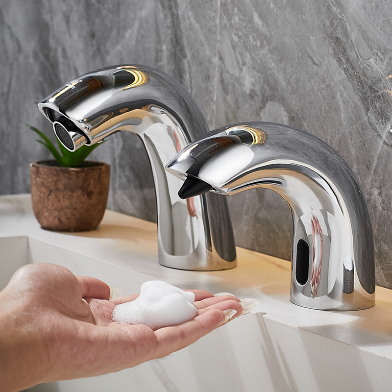 商场卫生间台盆水龙头式自动泡沫洗手液机台面感应皂液器洗洁精机