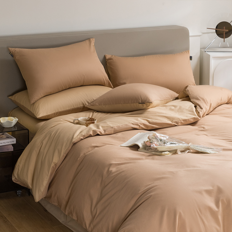 纯色床上四件套100全棉纯棉长绒棉被套床单床笠R款简约高级感床品