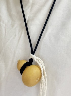 藏式手编绳项链葫芦挂件古风配饰长款毛衣链日韩男女彩F01黑色