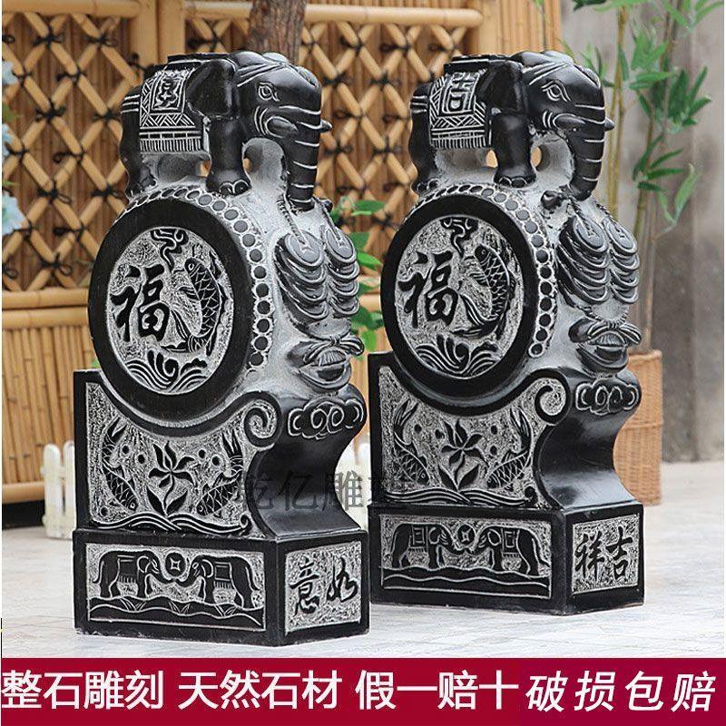 石雕门墩抱鼓石青石仿古石墩石鼓家用一对庭院门口摆件天然石鼓