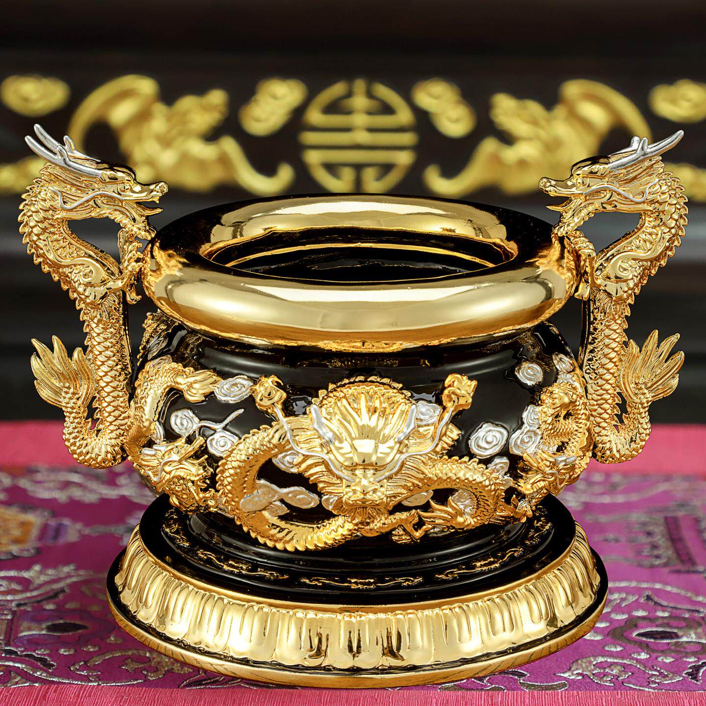 鎏金纯铜香炉九龙檀香炉线香炉财神供佛香炉神像家用室内香炉摆件