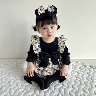 新生婴儿衣服春秋冬女宝宝公主连身衣洋派外出爬服超萌百天秋装