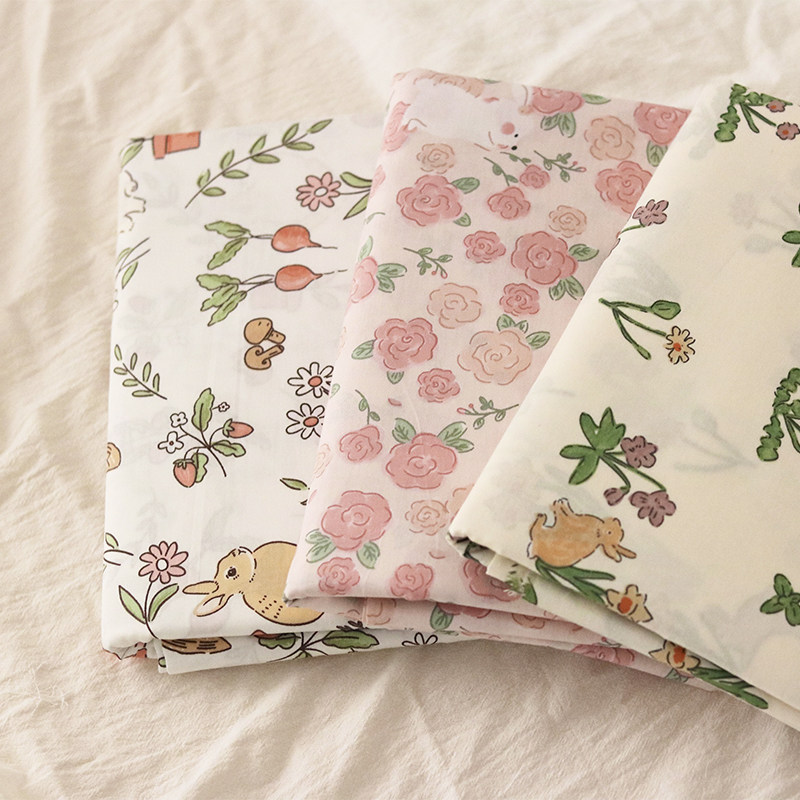 田园碎花布料2.35米幅s宽斜纹纯棉布料床上用品床单被套枕套面料