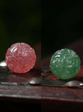 多宝水晶手串手链天然红绿草莓晶回纹圆珠散珠配珠大颗20mm顶腰珠