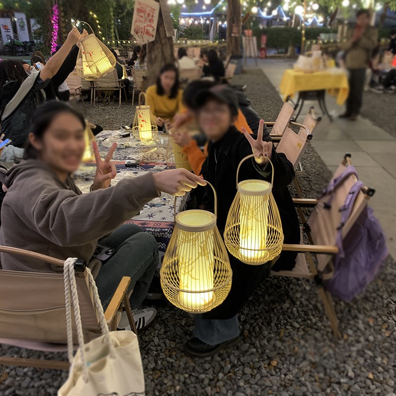 网红中国风竹编DIY手提灯笼材料包汉服道具灯笼旗袍X走秀团建亲子