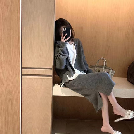 小个子时尚套装女秋冬新款加绒连帽卫G衣洋气时髦高腰半身裙两件