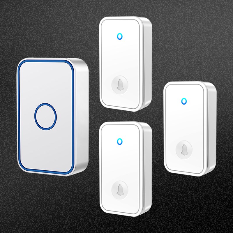 别墅门铃无线家用智能不用电池自发电门铃遥控免电池呼叫器三拖一
