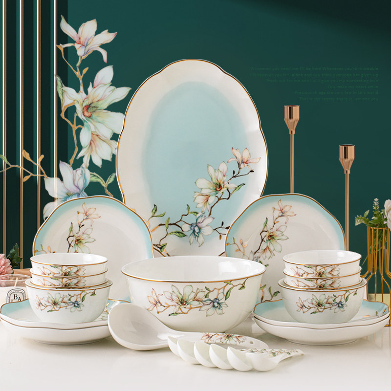 骨瓷碗家用2023新款新中式轻奢餐具浮雕金边碗盘组合陶瓷碗碟套装,餐饮具,碗,淘宝优惠券,粉丝福利购,淘宝优惠卷