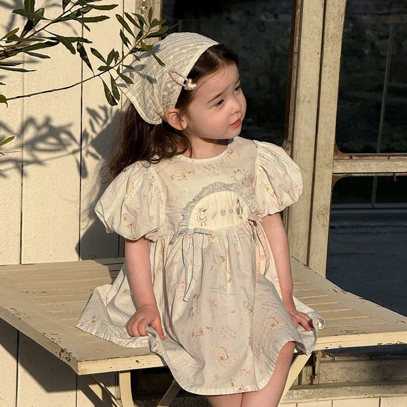 女童夏装连衣裙2025新款洋气女宝宝泡泡袖公主裙小童卡通纯棉裙子,童装/婴儿装/亲子装,连衣裙,淘宝优惠券,粉丝福利购,淘宝优惠卷