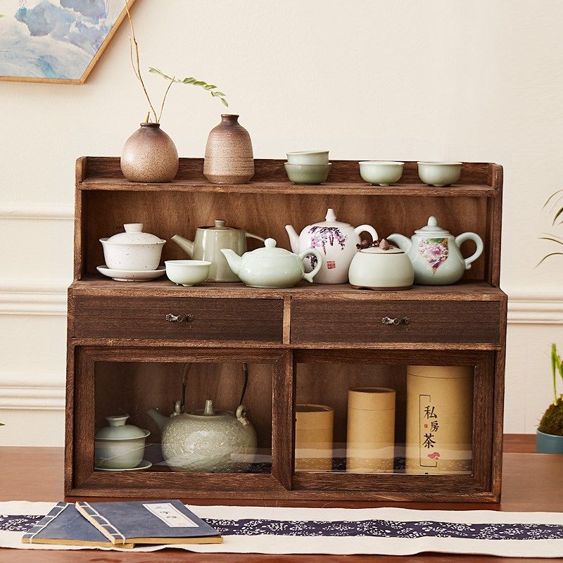 实木防尘茶具茶杯收纳柜置物架家用茶壶架子展示架客厅桌面博古架,餐饮具,茶道/零配,淘宝优惠券,粉丝福利购,淘宝优惠卷