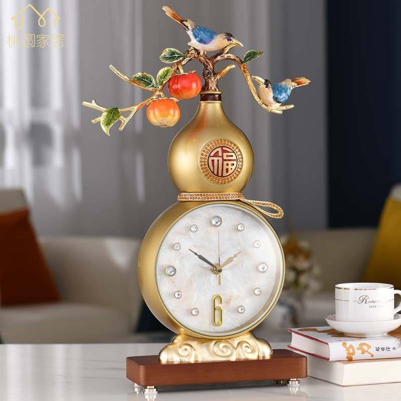 现代轻奢葫芦座钟乔迁软装客厅钟表桌面装饰摆件静音台钟艺术时钟,家居饰品,座钟,淘宝优惠券,粉丝福利购,淘宝优惠卷