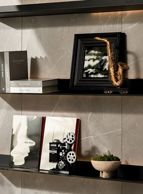 中古风书房书柜展示柜摆件装x饰书假书道具书摆画音乐符号软装搭