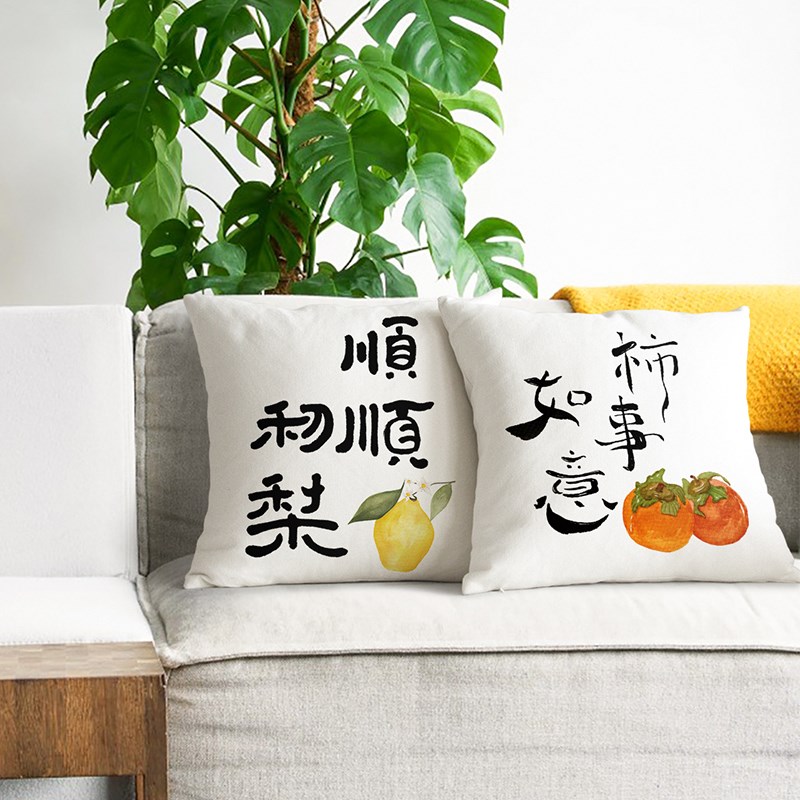 新中式客厅抱枕套中国风s水墨文字艺术画沙发靠垫民宿靠枕腰枕