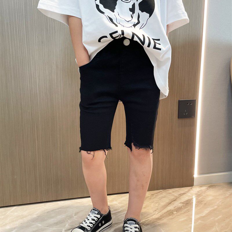 女童牛仔黑色小脚紧身短裤2024夏季新款宝宝建议百搭瘦版五分裤子,童装/婴儿装/亲子装,儿童牛仔裤,淘宝优惠券,粉丝福利购,淘宝优惠卷