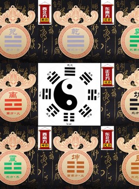 纯铜八卦牌乾卦坤卦坎卦兑卦离卦巽卦J震卦艮卦东西南北补缺角牌
