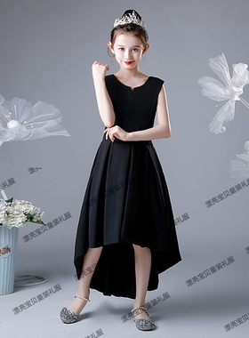 新款前短后长女大童主持大提琴演奏礼服少女晚礼服钢琴表演演出服