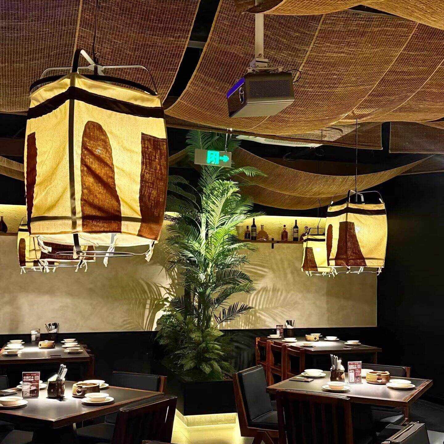 山野风火锅店餐厅民宿亚麻布艺吊灯云贵川民族风饭店特色灯笼定制