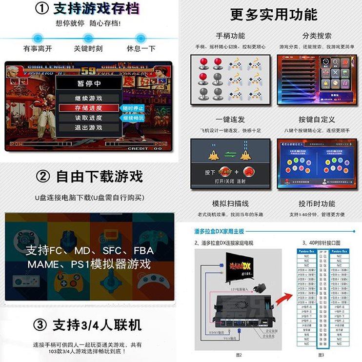 2024潘多拉台式家用街机拳皇月光宝盒摇杆式连电视双人怀旧游戏