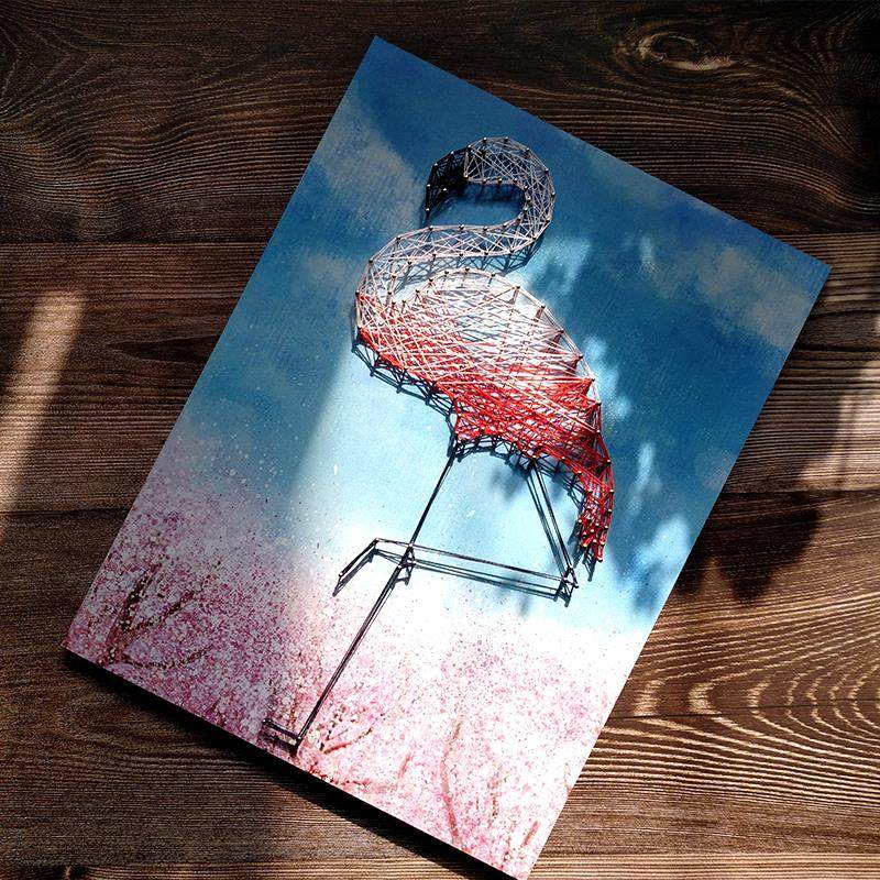 卷绕画DIY火烈鸟现代手工创意串画材料包钉定制完成礼物