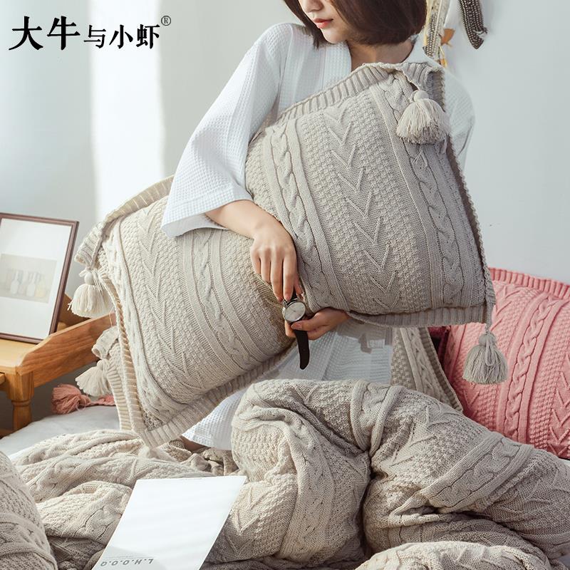 北欧风INS针织抱枕套长方形腰枕民宿少女心床头靠垫客厅沙发抱枕