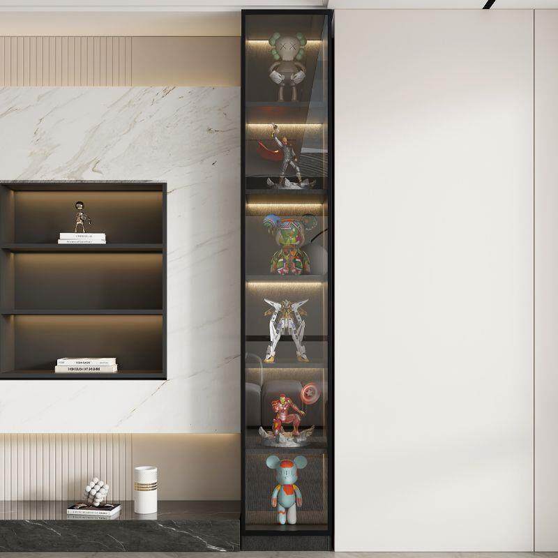 沙发旁边的边柜玻璃门客厅电视背景靠墙窄夹缝隙柜展示立边柜收纳