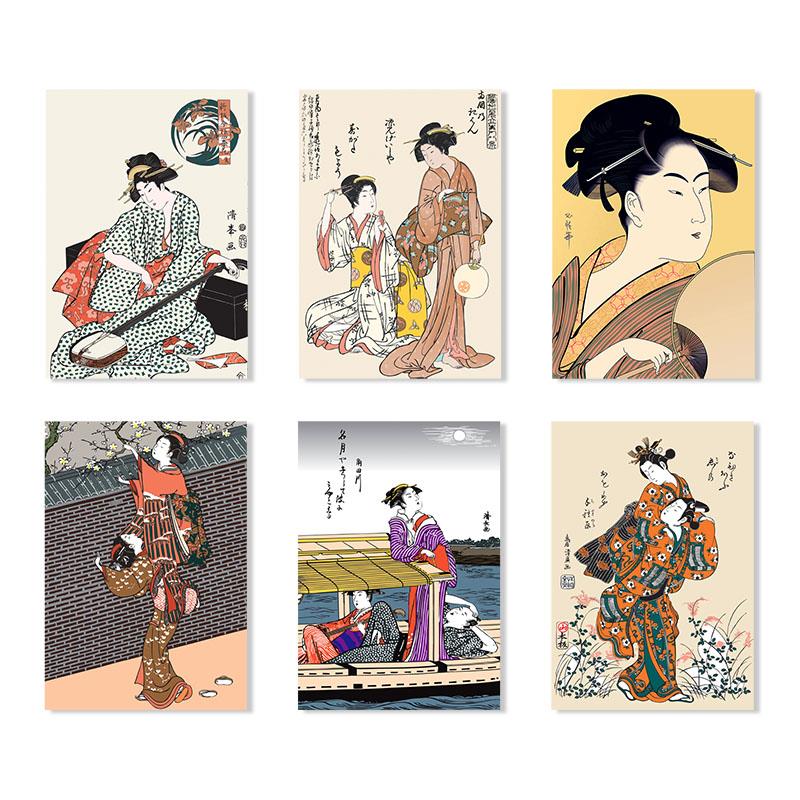 日式风格装饰画日本料理店挂画浮世绘仕女图墙壁画料理店包厢墙画